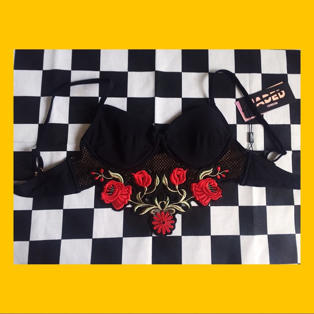 Jaded London Embroidered Bikini top